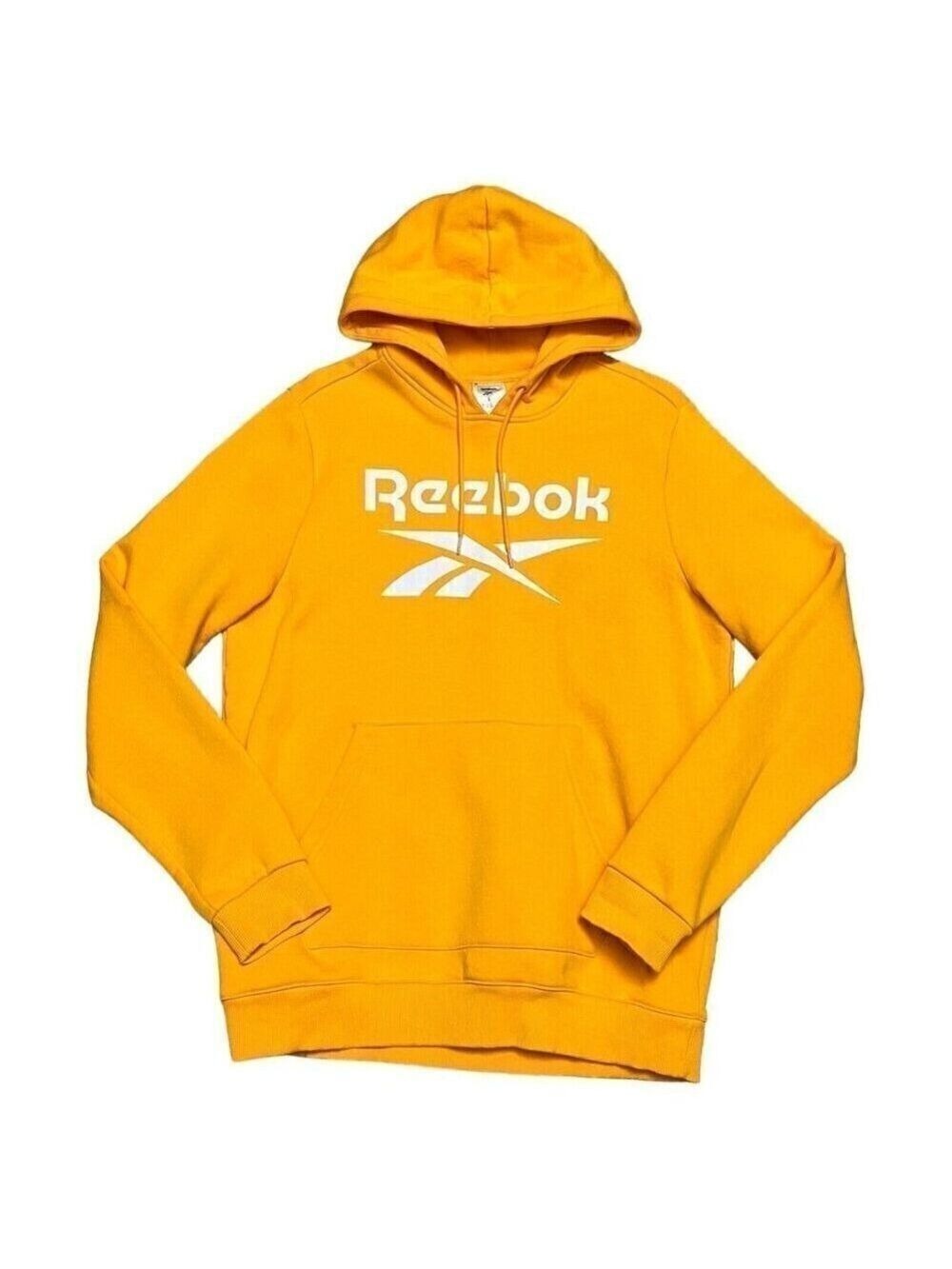 Reebok Logo Designer Bright Yellow Hoodie Sweatshirt Mens Large